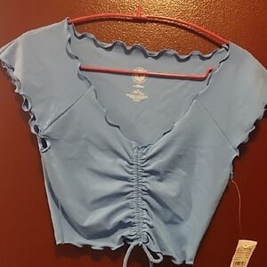 PacSun Light Blue Ruffled Blouse